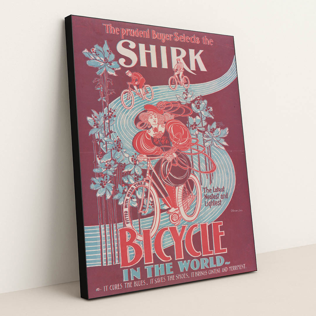 The Prudent buyer selects the Shirk, the latest, neatest, and lightest bicycle in the world (1890) by Chic Ottman - Black Frame Stretchiez