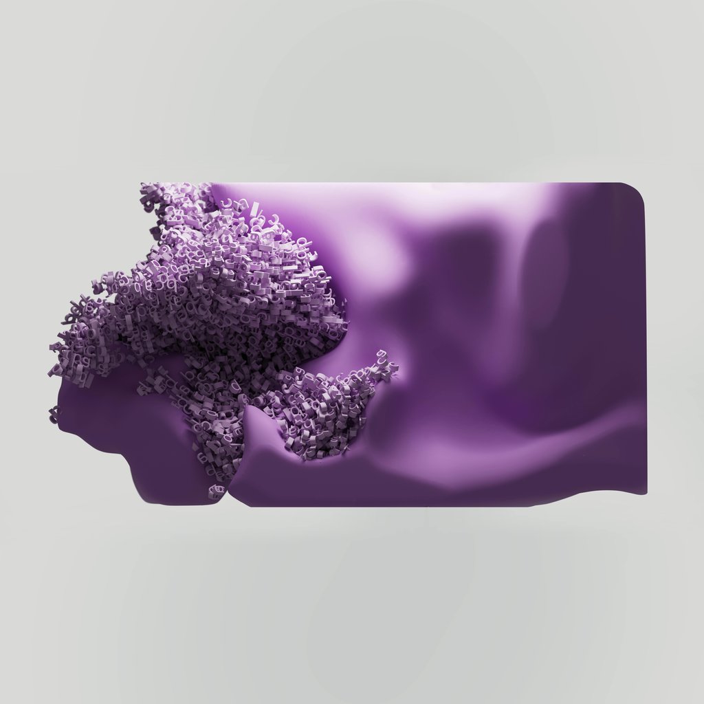 Google DeepMind - Vibrant abstract 3D render showcasing AI generated purple digital art with dynamic textures.