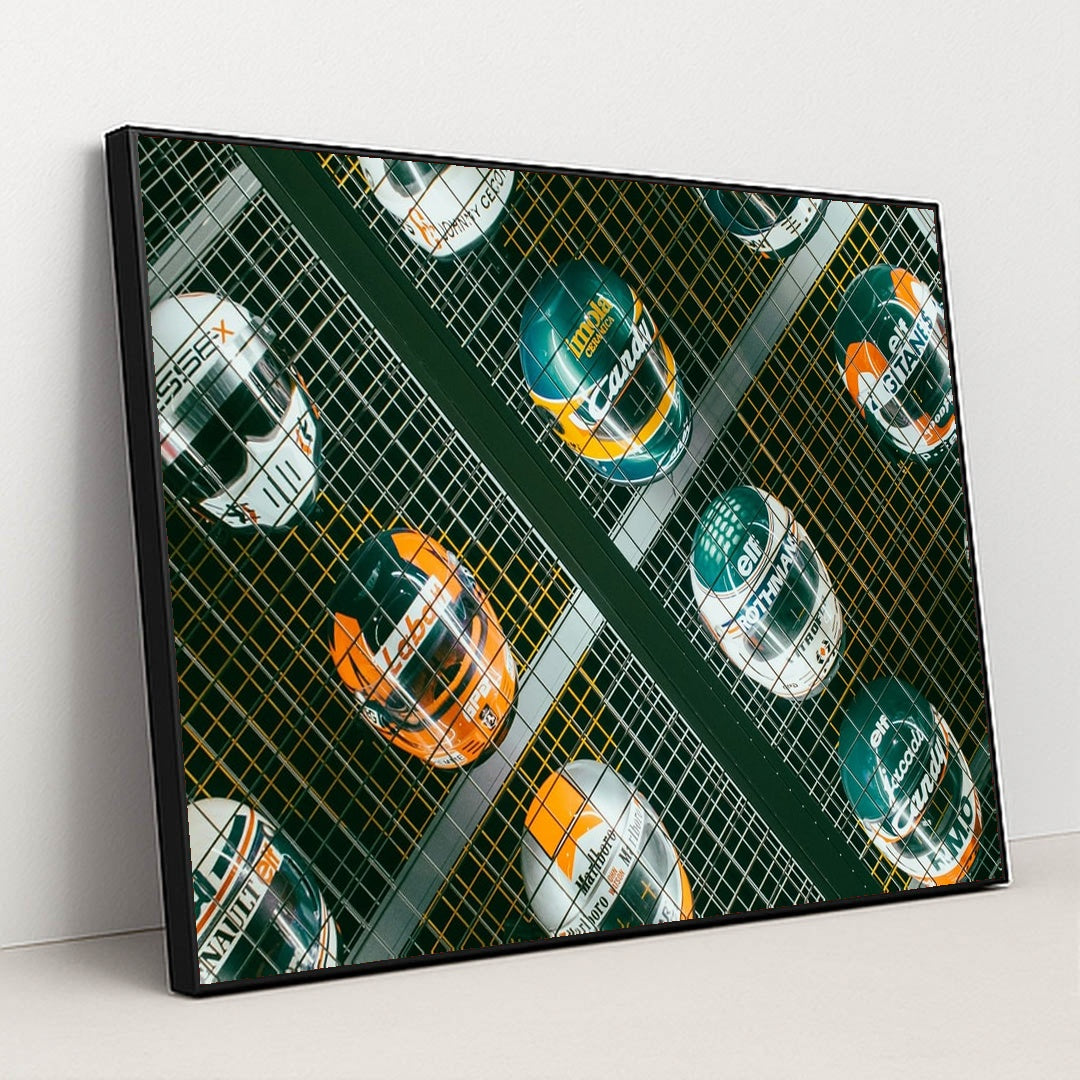 Racing Helmet Collection Grid by Niels Baars - Black Frame Stretchiez