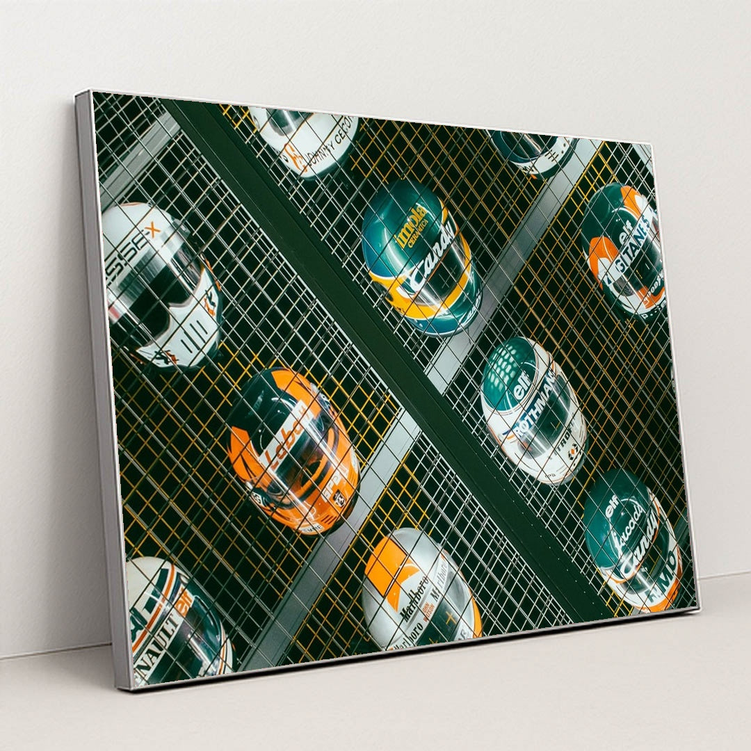 Racing Helmet Collection Grid by Niels Baars - Silver Frame Stretchiez
