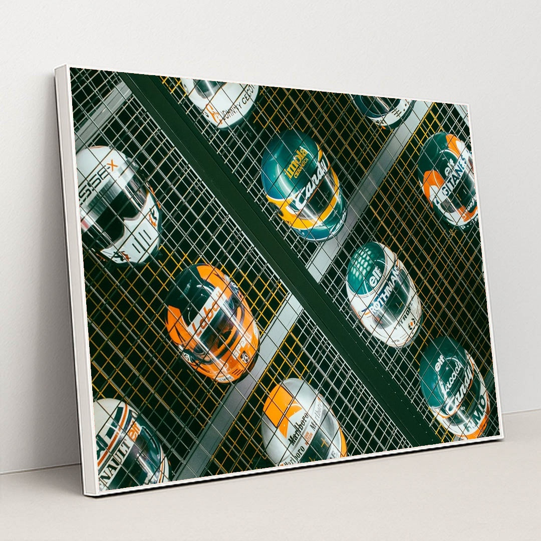 Racing Helmet Collection Grid by Niels Baars - White Frame Stretchiez