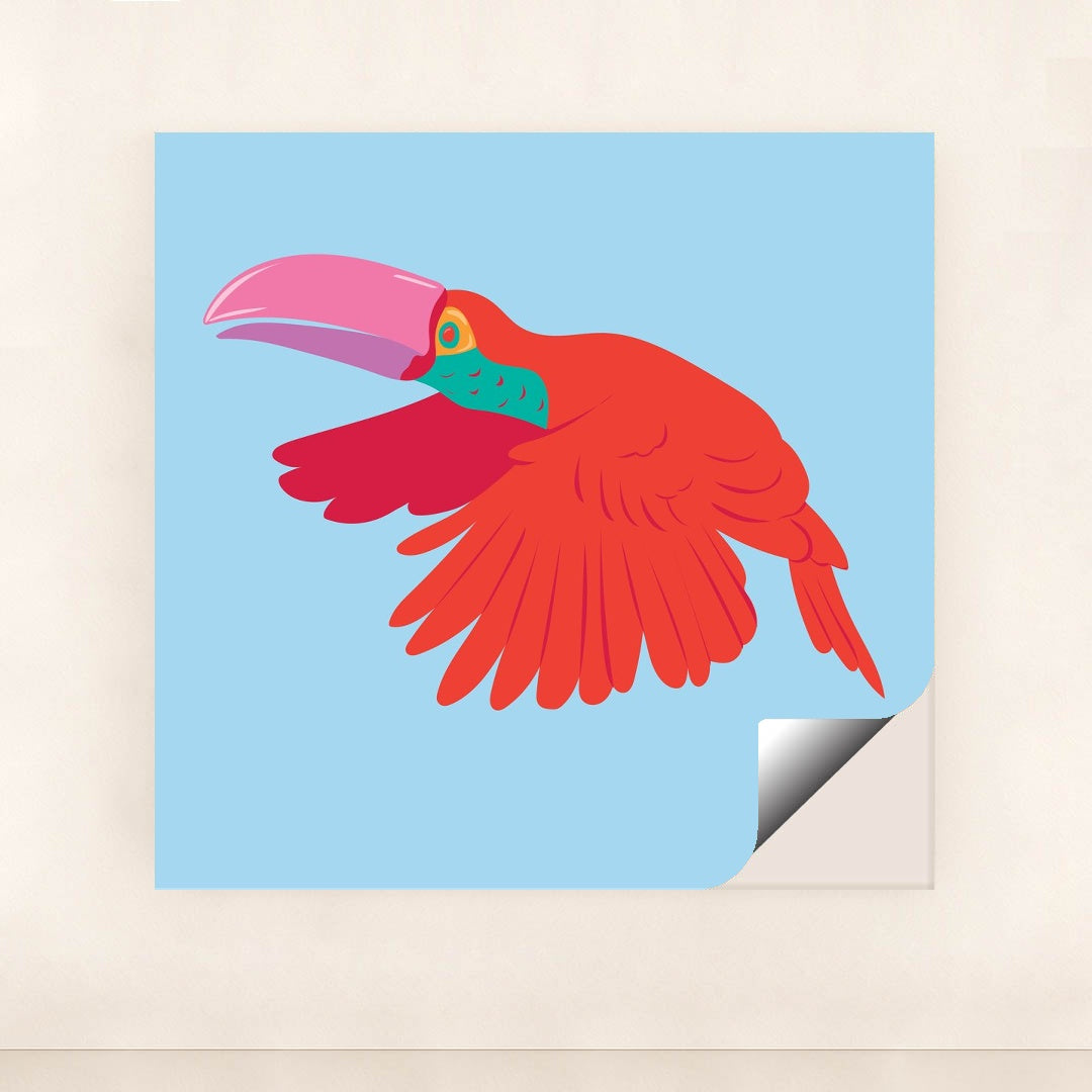 Vibrant Red Bird in Flight by Luisa Roth - Peeliez