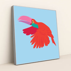 Vibrant Red Bird in Flight by Luisa Roth - Silver Frame Stretchiez