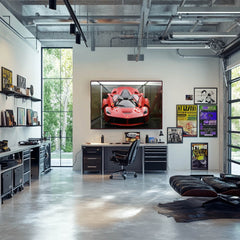 LaFerrari in Full Glory showcased in a modern workspace, perfect car wall art for automotive enthusiasts.