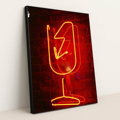 Glowing Red Wineglass Neon Sign by Nadin Sh - Black Frame Stretchiez