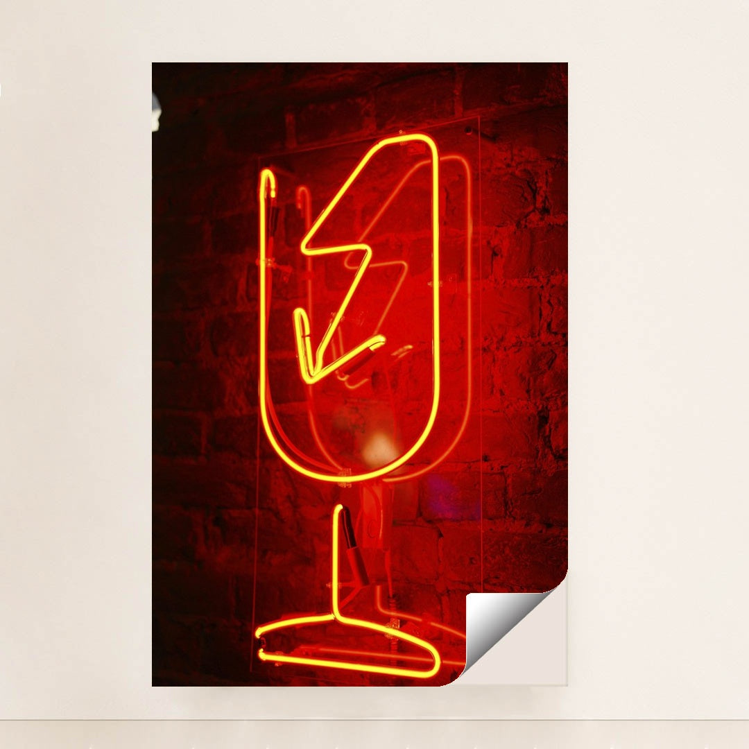 Glowing Red Wineglass Neon Sign by Nadin Sh - Peeliez