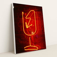 Glowing Red Wineglass Neon Sign by Nadin Sh - White Frame Stretchiez