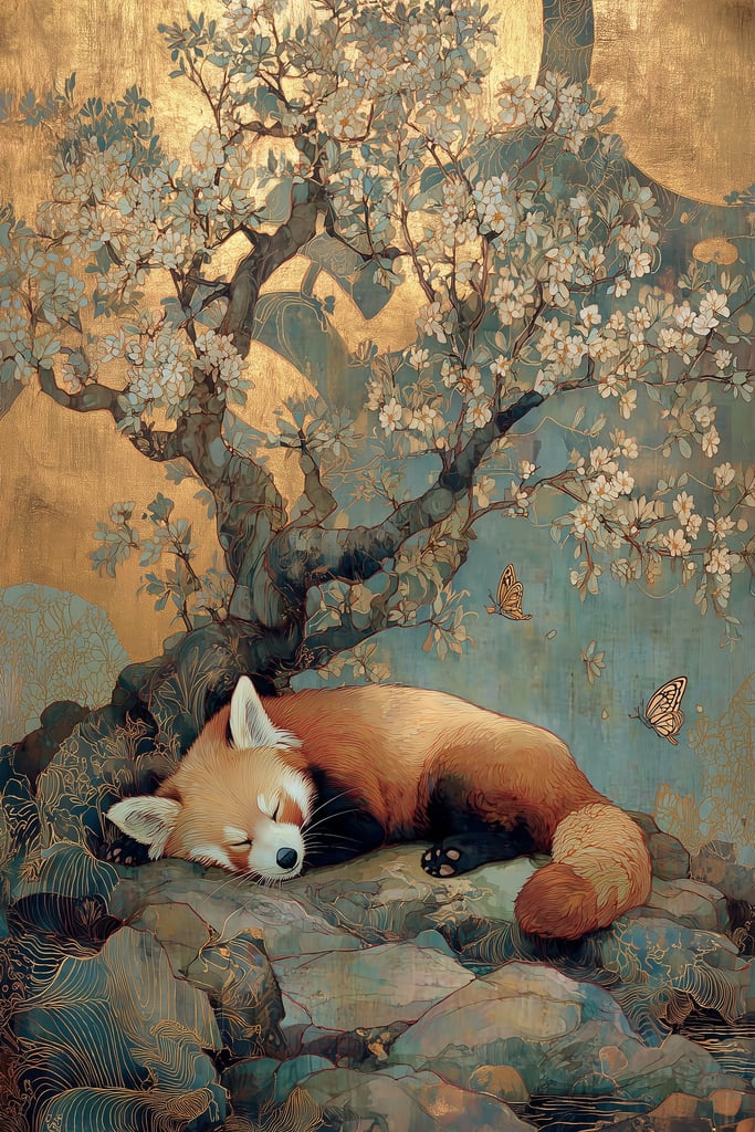 Red Panda's Golden Slumber by Anna Stone