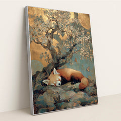 Red Panda's Golden Slumber by Anna Stone - Silver Frame Stretchiez