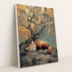 Red Panda's Golden Slumber by Anna Stone - White Frame Stretchiez