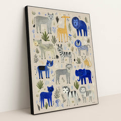 The Gentle Parade of Safari Pals by Melissa King - Black Frame Stretchiez