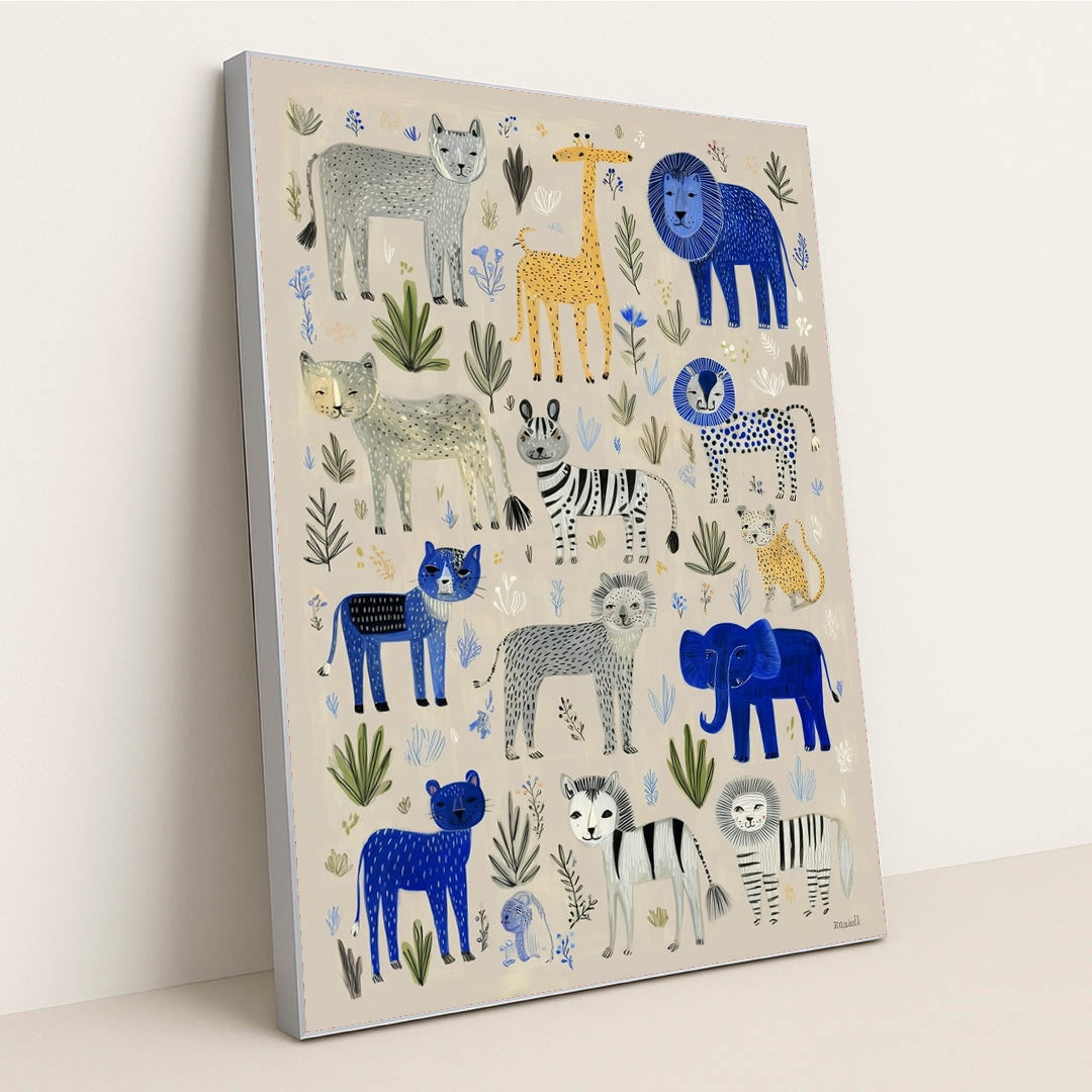 The Gentle Parade of Safari Pals by Melissa King - Silver Frame Stretchiez
