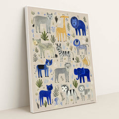 The Gentle Parade of Safari Pals by Melissa King - White Frame Stretchiez