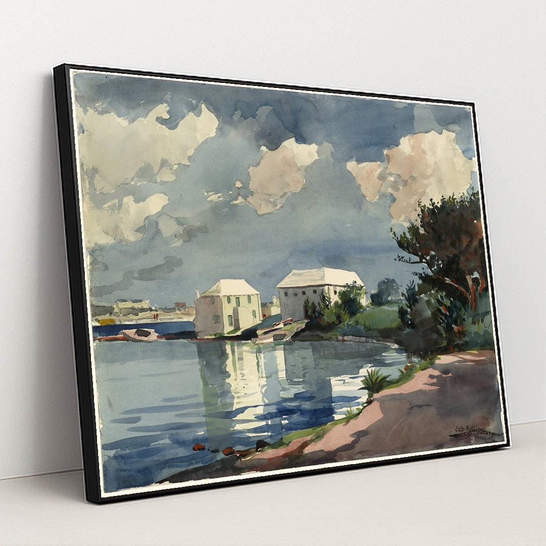 Salt Kettle, Bermuda (1899) by Winslow Homer - Black Frame Stretchiez