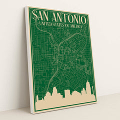 Blueprint of San Antonio's Urban Landscape by Anonymous - White Frame Stretchiez