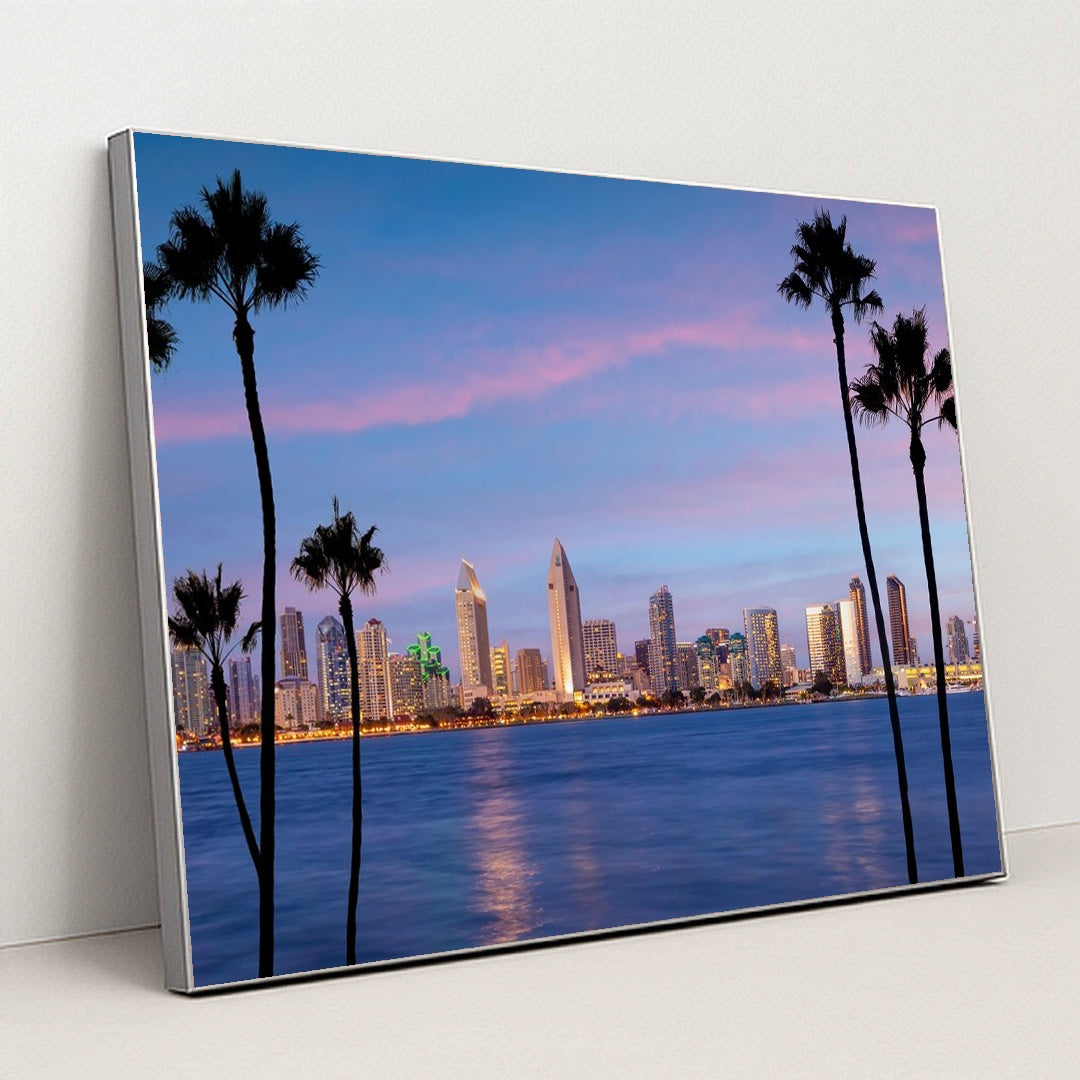 Sunset Serenity San Diego by Anonymous - Silver Frame Stretchiez