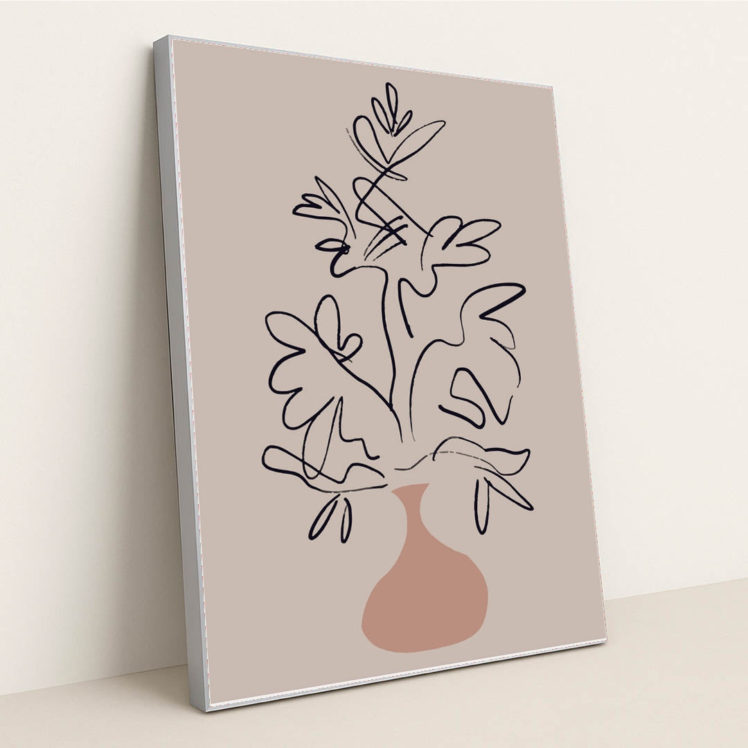 Scandinavian Soft Geometric Shapes Canvas with Muted Pastel Palette by Anonymous - Silver Frame Stretchiez