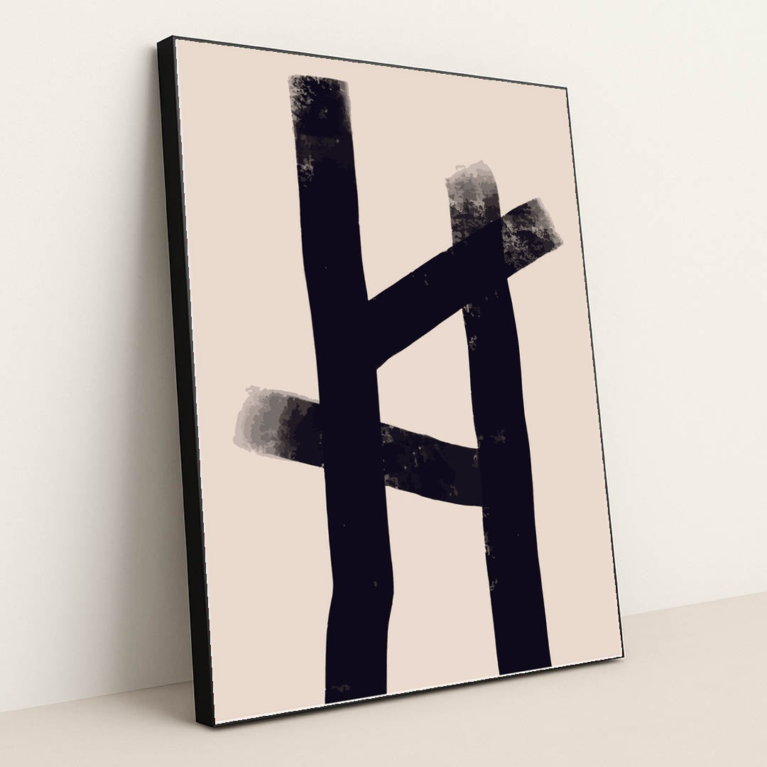 Scandinavian Abstract Paint with Clean Lines & Muted Tones by Tyler Jacobs - Black Frame Stretchiez