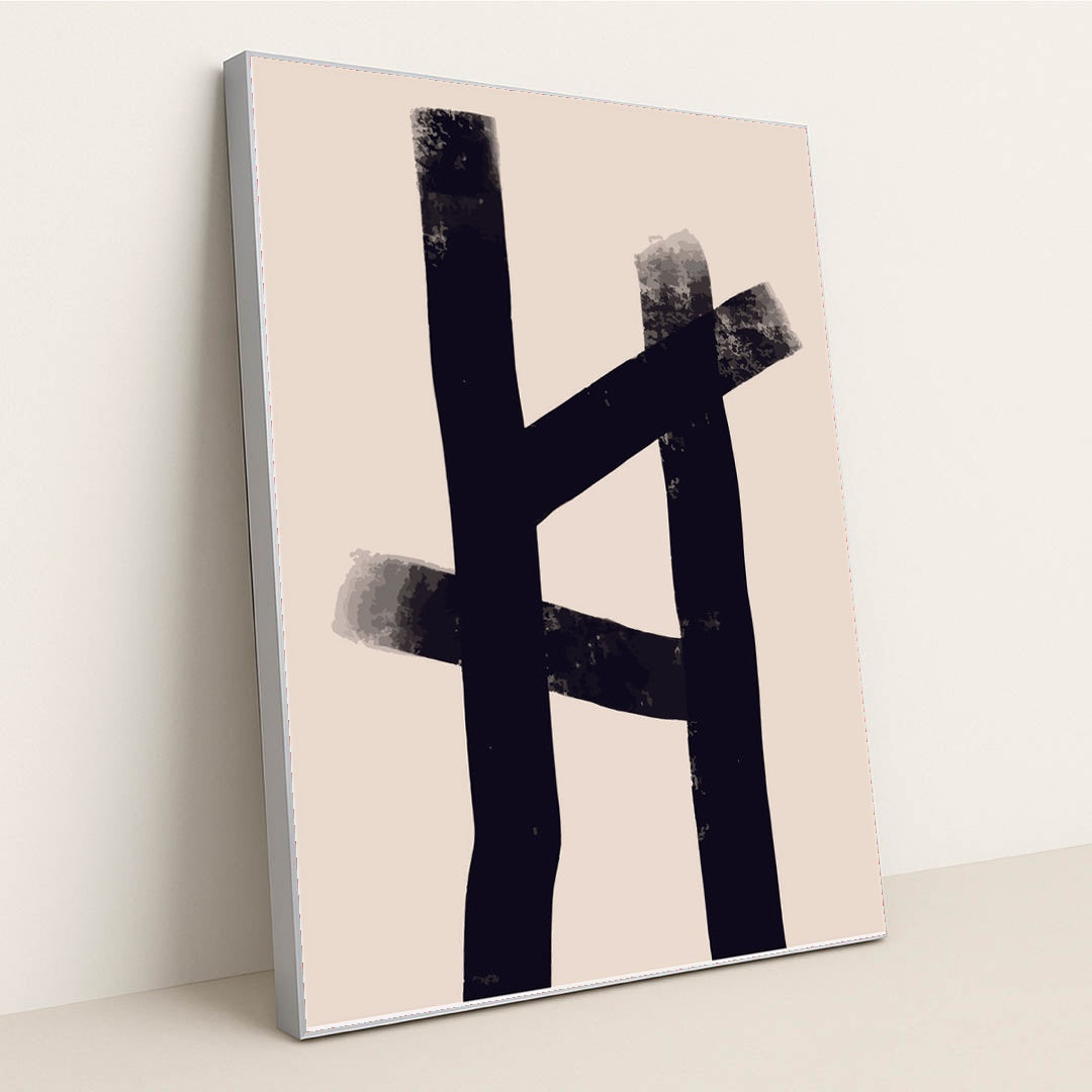 Scandinavian Abstract Paint with Clean Lines & Muted Tones by Tyler Jacobs - Silver Frame Stretchiez
