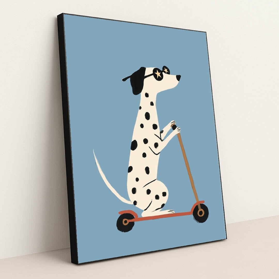Scooter Pup by Melissa King - Black Frame Stretchiez
