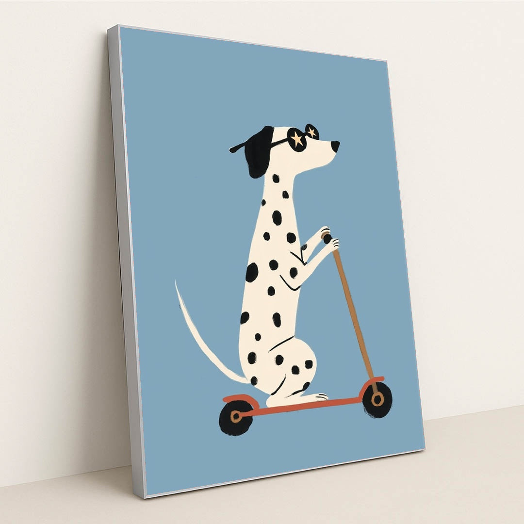 Scooter Pup by Melissa King - Silver Frame Stretchiez