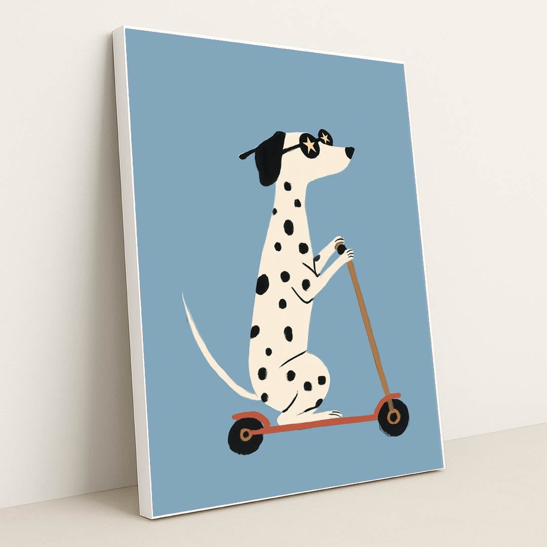 Scooter Pup by Melissa King - White Frame Stretchiez