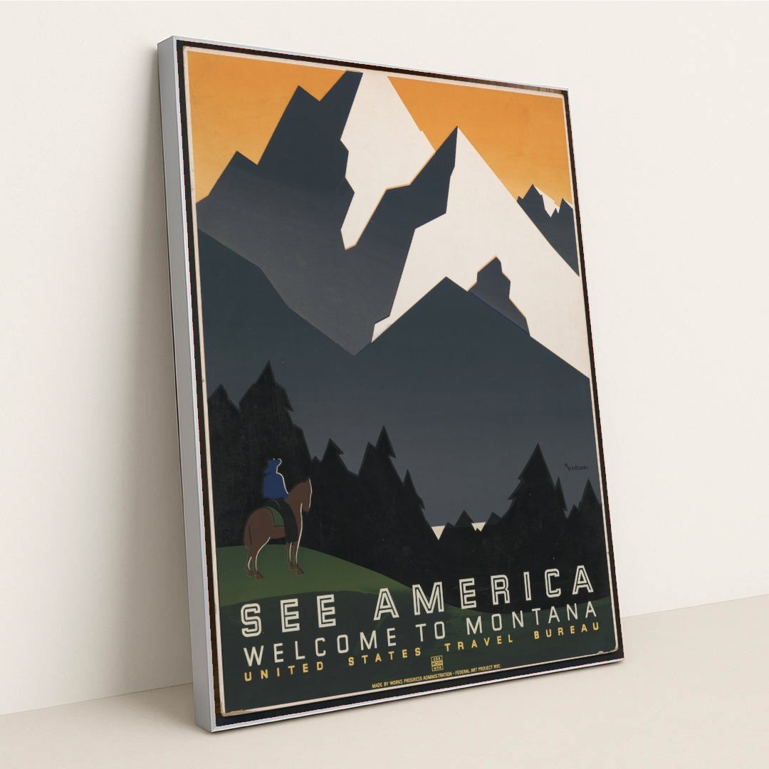 See America. Welcome to Montana (1936) by Martin Weitzman - Silver Frame Stretchiez