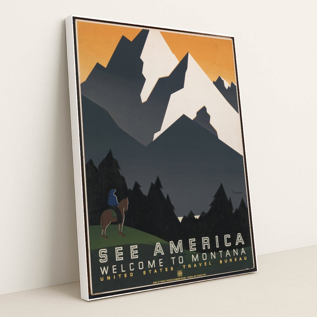 See America. Welcome to Montana (1936) by Martin Weitzman - White Frame Stretchiez