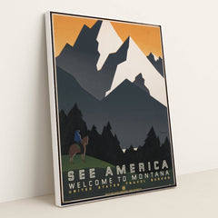 See America. Welcome to Montana (1936) by Martin Weitzman - White Frame Stretchiez