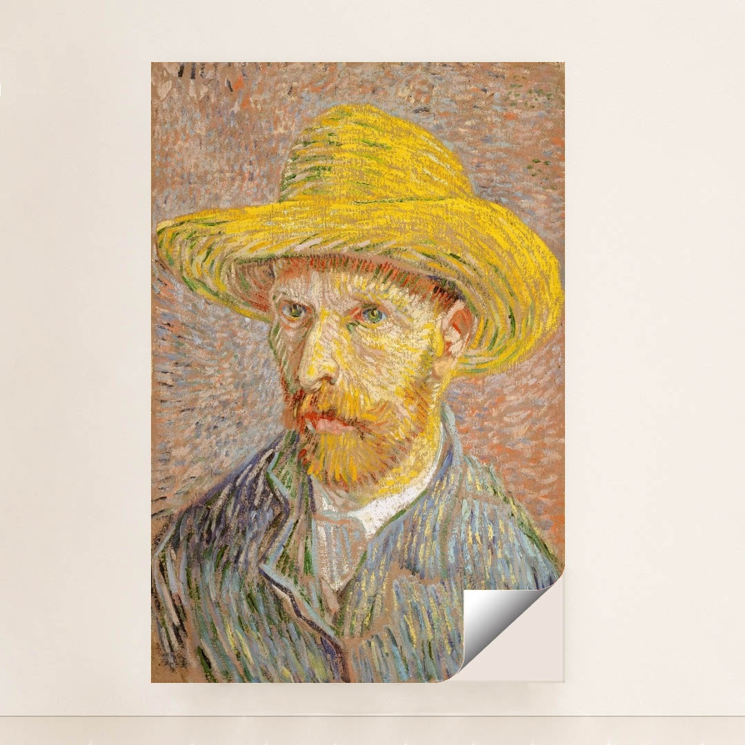 Self-Portrait with a Straw Hat (1887) by Vincent van Gogh - Peeliez