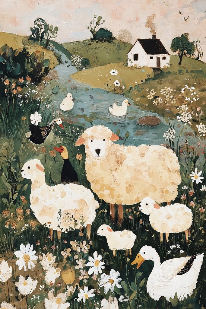 Sheep in the Meadow by Anna Stone