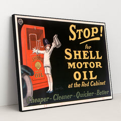 Stop! for Shell motor oil at the Red Cabinet (1926) by Jean d'Ylen - Black Frame Stretchiez