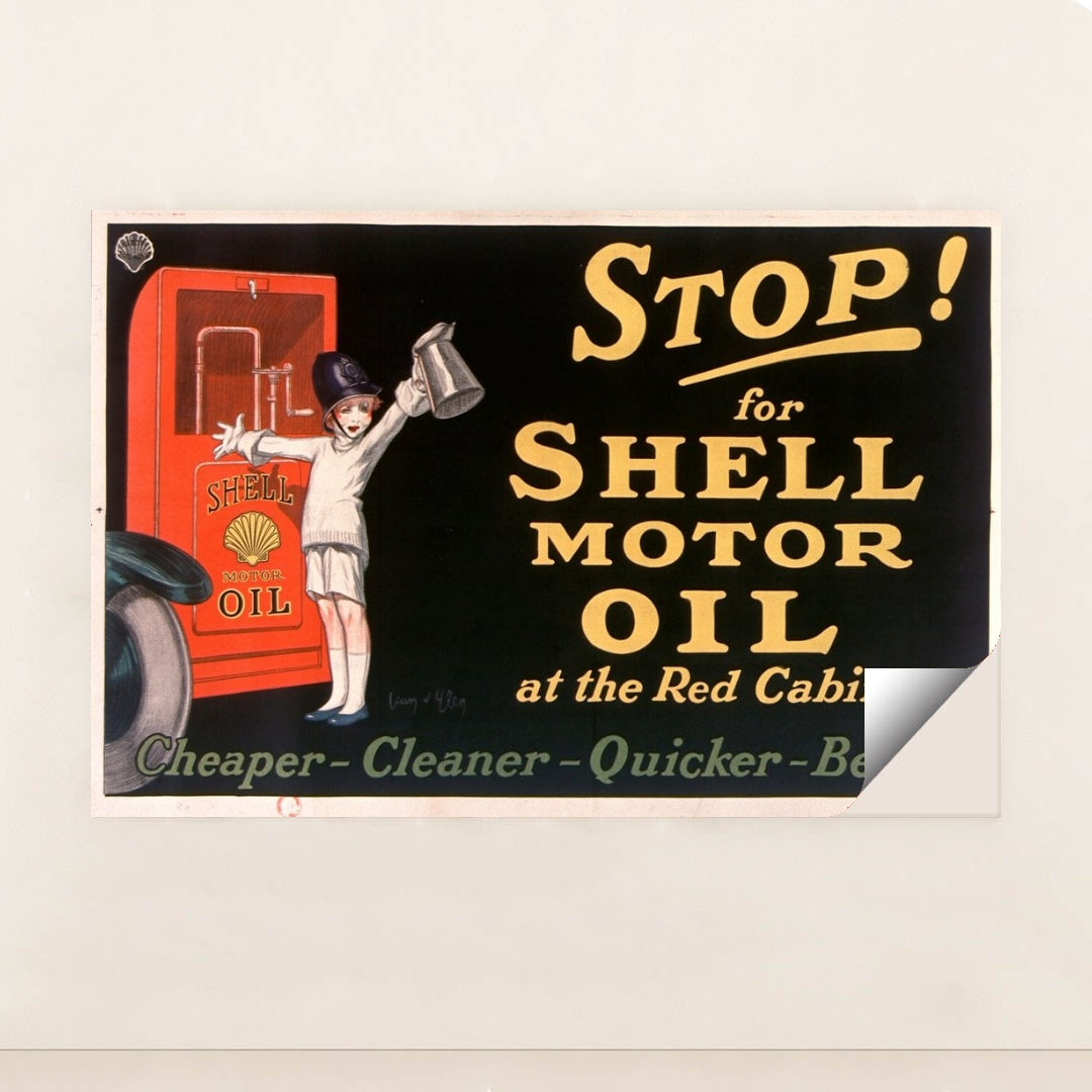 Stop! for Shell motor oil at the Red Cabinet (1926) by Jean d'Ylen - Peeliez