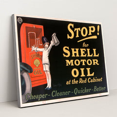 Stop! for Shell motor oil at the Red Cabinet (1926) by Jean d'Ylen - Silver Frame Stretchiez