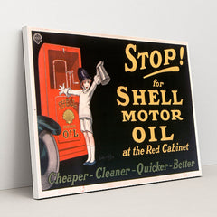 Stop! for Shell motor oil at the Red Cabinet (1926) by Jean d'Ylen - White Frame Stretchiez