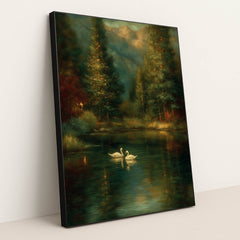 Silent Swans of Winter by James Green - Black Frame Stretchiez