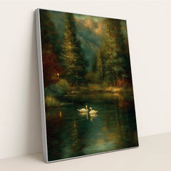 Silent Swans of Winter by James Green - Silver Frame Stretchiez
