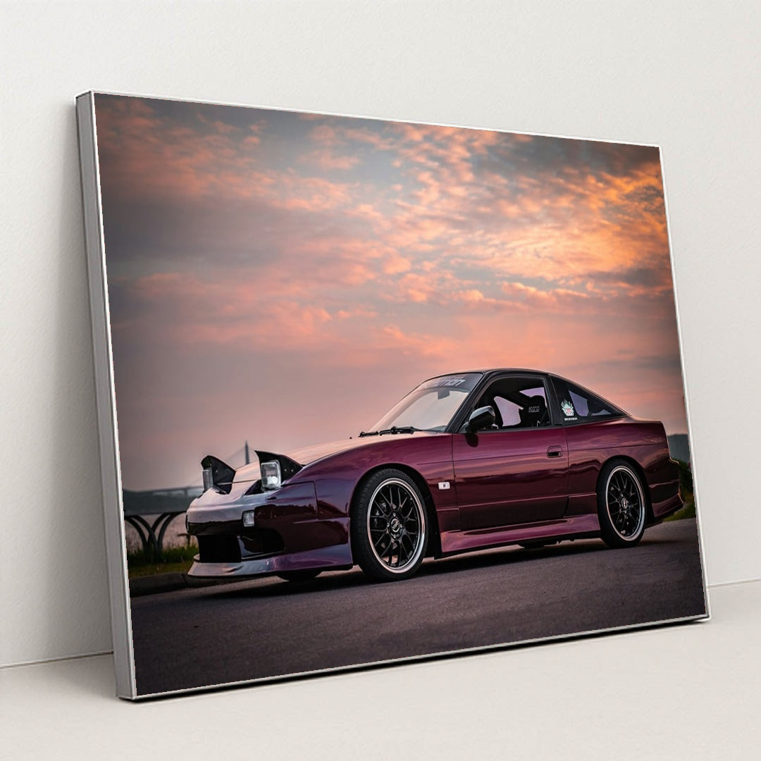 Silvia S13 at Sunset by Patrik Storm - Silver Frame Stretchiez
