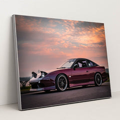 Silvia S13 at Sunset by Patrik Storm - Silver Frame Stretchiez