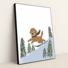 Skiing Doodle by Anna Stone - Black Frame Stretchiez