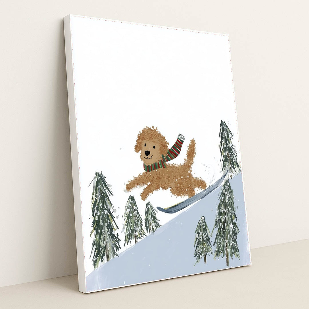 Skiing Doodle by Anna Stone - White Frame Stretchiez