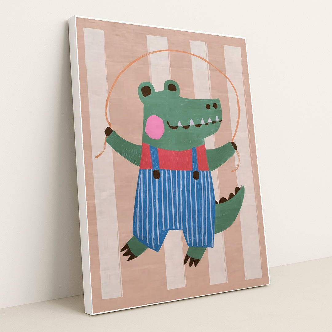 Skip, Croc, Skip! by Melissa King - White Frame Stretchiez