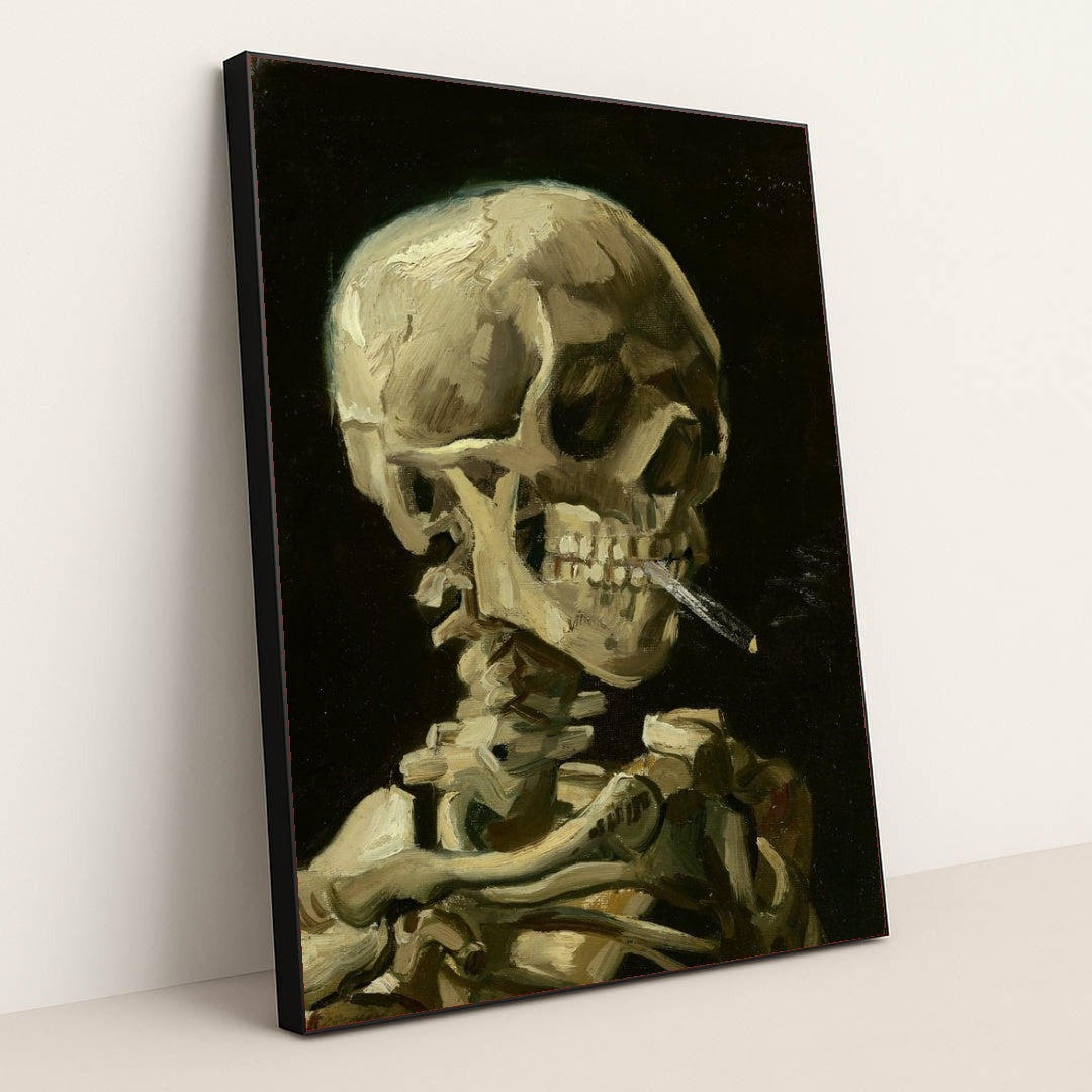 Skull With Burning Cigarette by Vincent van Gogh - Black Frame Stretchiez