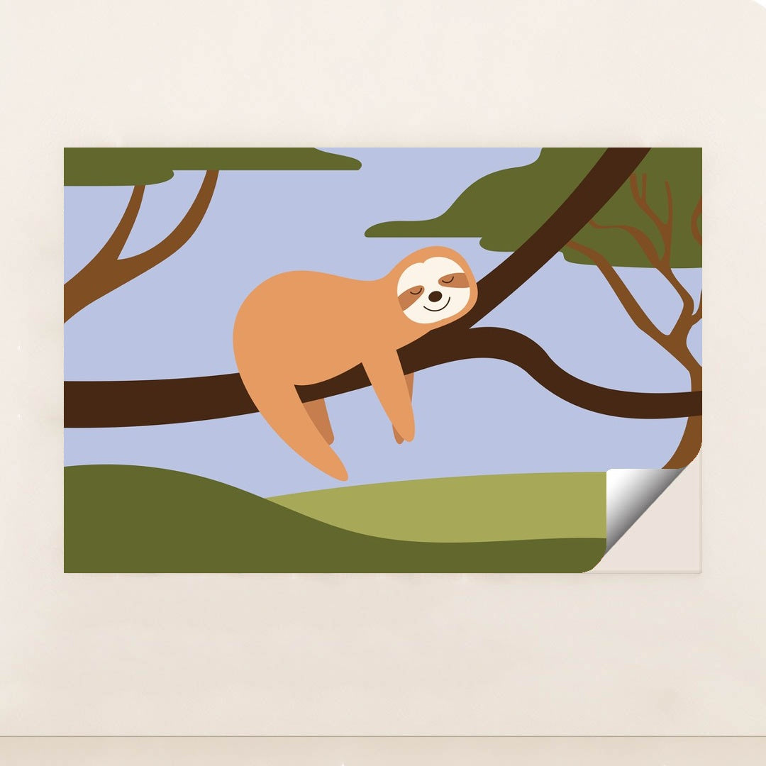 Happy Sloth Lounging in a Tree by Silverfork Studio - Peeliez