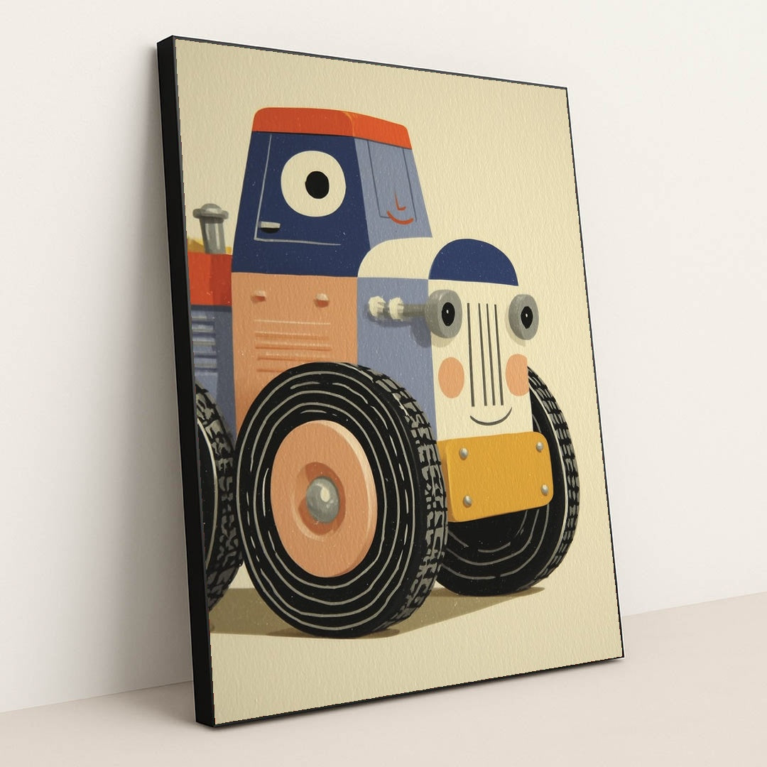 Smiling Tractor by Melissa King - Black Frame Stretchiez