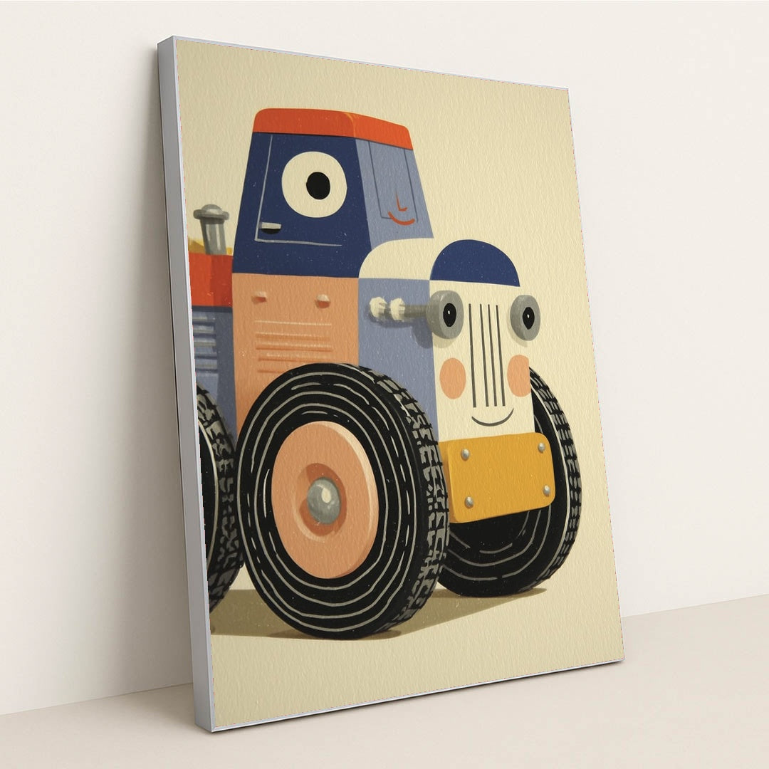 Smiling Tractor by Melissa King - Silver Frame Stretchiez
