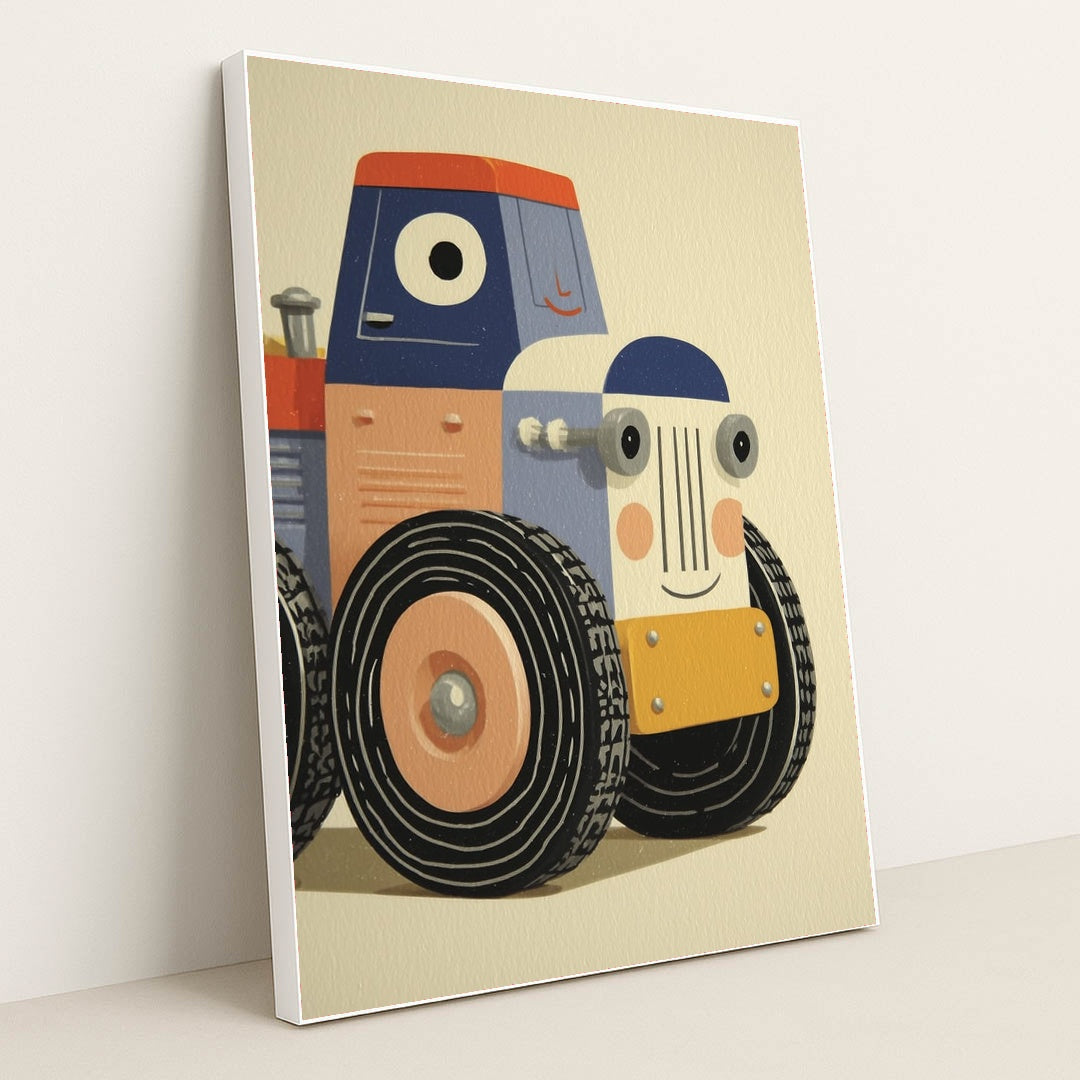 Smiling Tractor by Melissa King - White Frame Stretchiez