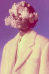 Rosy Haze digital art of a woman with clouds in her head, modern art for home decor, framed art, canvas print.