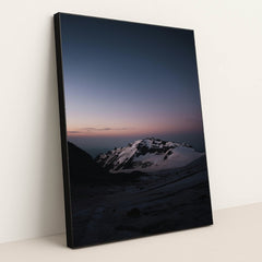 A snow covered mountain with a sky background by Slava Auchynnikau - Black Frame Stretchiez