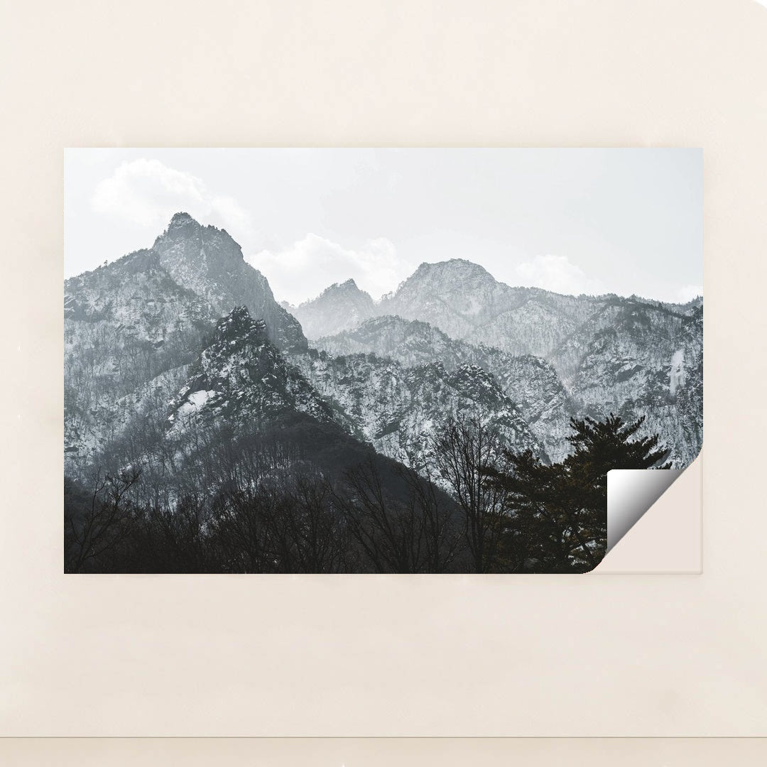 Snow-Covered Mountain Peaks with Pine Trees in Winter by 정규송 Nui MALAMA - Peeliez